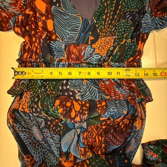 FARM Rio Blue Cool Leopard Ruffle Maxi Dress Size Small - Picture 5 of 11